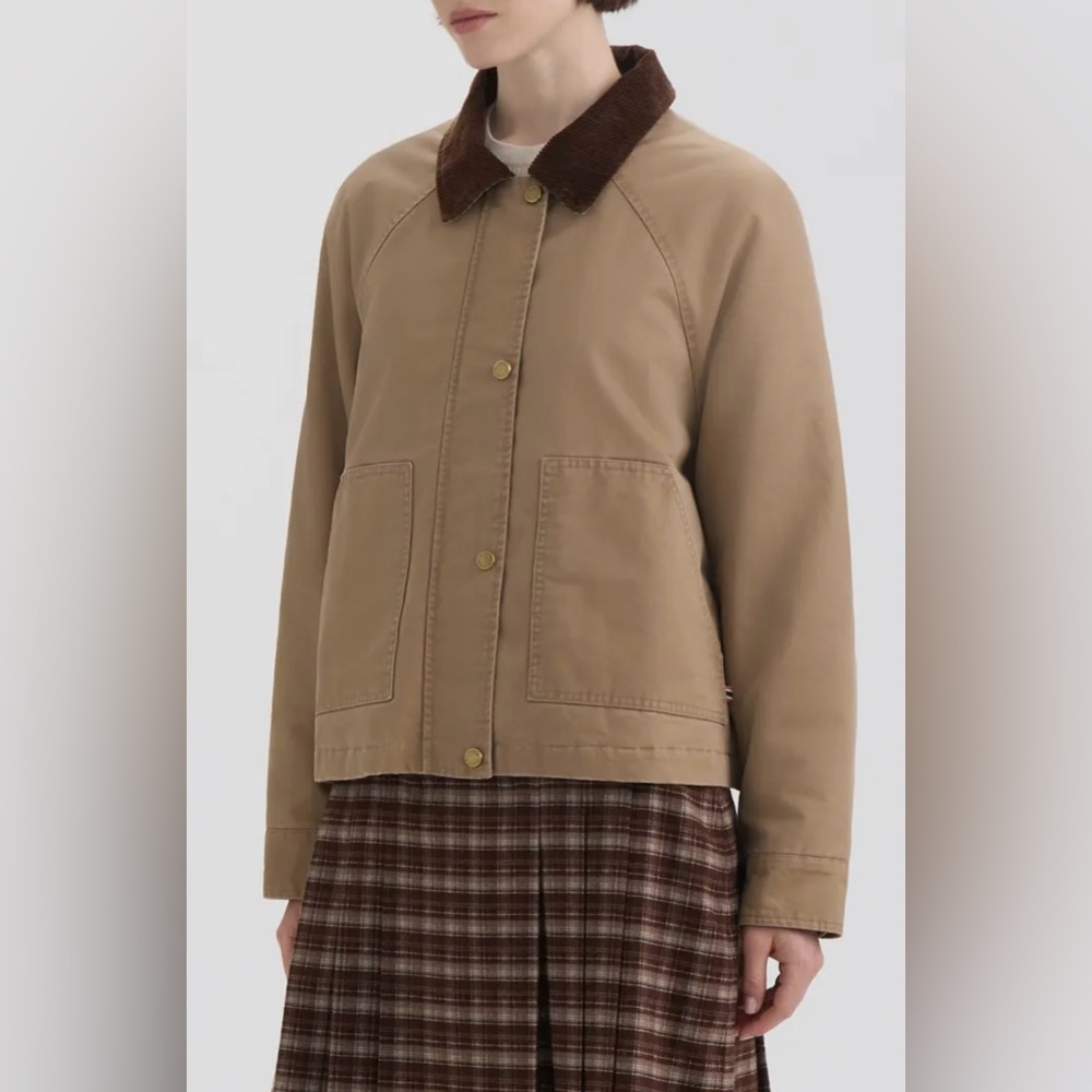 Hunter Corduroy Collar Raglan Sleeve Cotton Barn Jacket - Picture 4 of 7